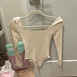 Women's Cream Long Sleeve Bodysuit